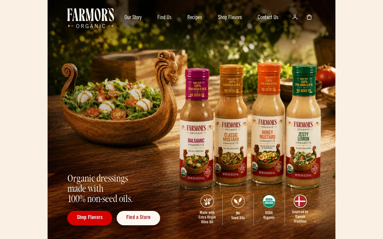Farmor's Organic website and online store home page