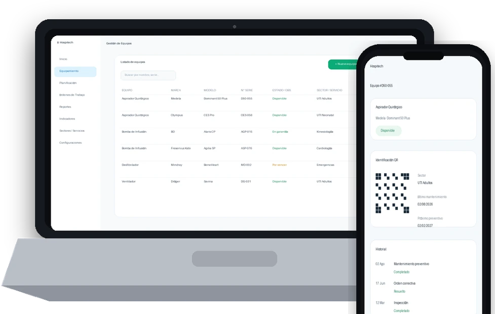 Web and mobile views of Hospitech