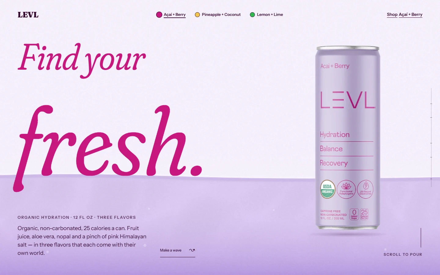 Screenshot of the LEVL demo