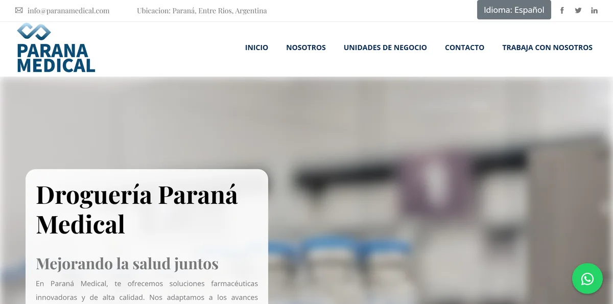 Website of the pharmaceutical distributor Paraná Medical